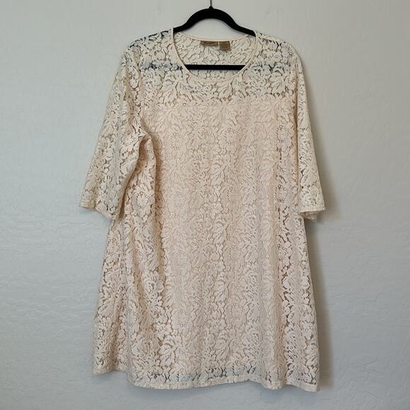 Wrangler Western Style Lace Layered Mini Dress Cream Sz XXL Cowgirl Neutral - Picture 9 of 12